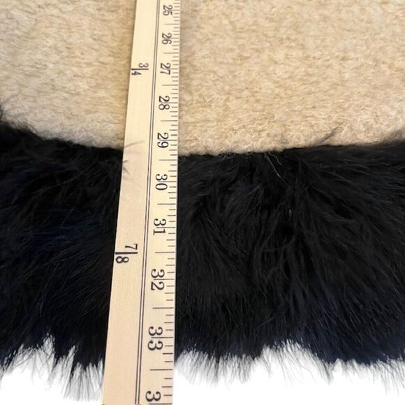 Mixed Material Mini Dress Ghloe Faux Leather, Wool, and Feathers Zip Back Size 4 - Picture 13 of 15